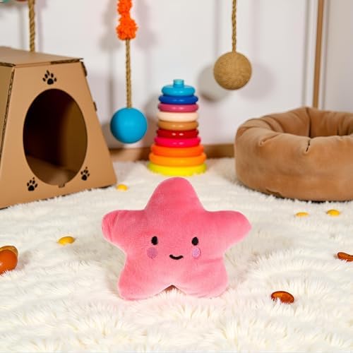 Star Plush Pet Dog Toys Cute Squeaky Toy for Interactive Toy Dog Chew Toy for Pet Dog Puppy Training Playing, Squeak (Pink)
