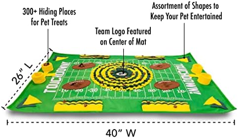 NFL Green Bay Packers Dog Snuffle Mat – Interactive Pet Slow Feeder, Football Field Design Food Puzzle Toy for Dogs & Cats, Foraging Activity Mat for Smarter Feeding