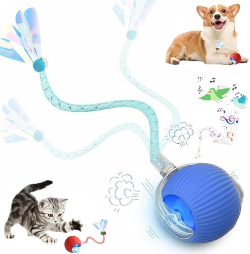 Speed 2.0 Tail Interactive Cat Toys for Indoor Cats, Moving Cat Toy | Chirping & Motion Activate Cat Toy, Smart Kitten Toys Rolling Ball Moving Ball, Electric Dog Cat Ball for Enrichment Exercise