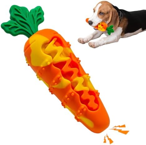 Durable Carrot Dog Toy, Silicone Treat Dispensing Chew Toy