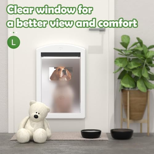 Large Dog Door for Door with Sliding Lock Panel and Magnetic Flap