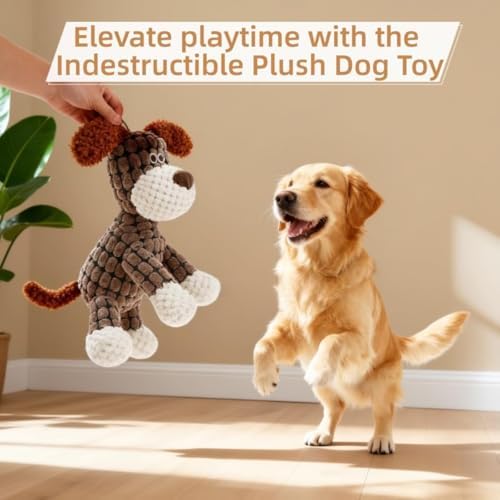 Dog Toys for Aggressive Chewers, 2026 New Indestructible Dog Toy, Interactive Dog Squeaky Toys Soft Puppy Chew Toy for Small Dogs (Brown+Green)