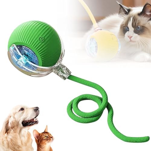 2026 Interactive Rolling Cat Dog Ball Toy – Smart Automatic Self-Moving Pet Toy, Upgraded Smart Automatic Electric Dog Ball for Bored Cats and Dogs (Green)
