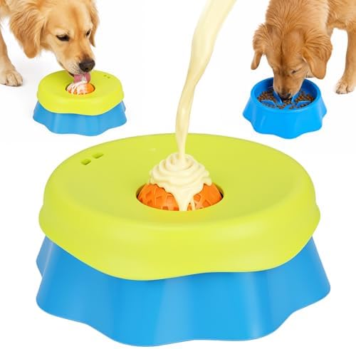 2in1 Dog Lick Bowl with Rolling Ball,Slow Feeder for Dogs & Cats