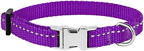 Reflective Dog Collar, Quick-Release Buckle (Purple, 7-11 Inch)