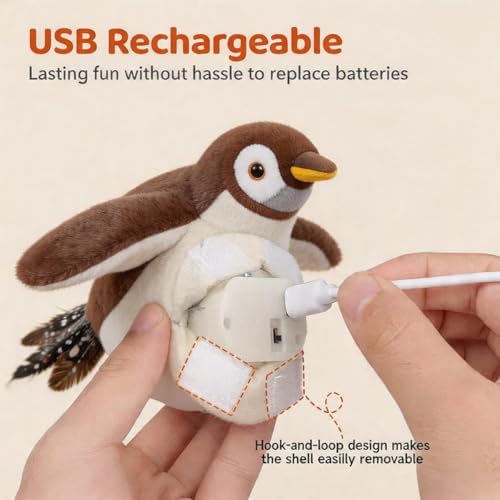 Speedy Tail 2.0 Cat Toy, USB Rechargeable Flapping Bird with Lifelike Chirp, Interactive & Automatic Moving Toy for Indoor Cats, Kitten Exercise Feather