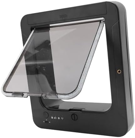 Microchip Cat Door, Automatic Unlocking Weatherproof (Black +