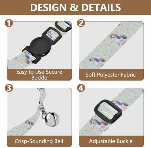 Cute Unicorns Kitten Collars 2 Pack Comfortable Cat Collar Adjustable Length 10.6" to 17.1"