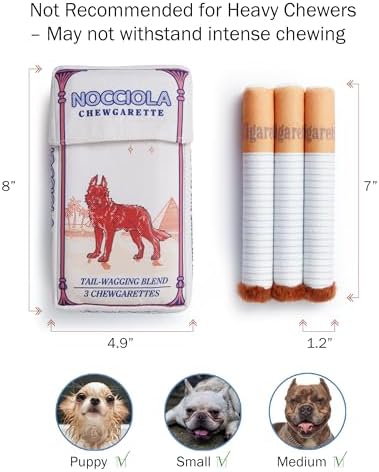 Nocciola Squeaky Sounds Puff Stick Dog Toys, Funny Interactive Plush Pitbull Husky Frenchie Pug Puppy Toys for Small to Medium Breed, Dog Accessories Boy Gifts- CHEWGARETTE