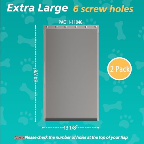 2-Pack Extra Large Dog Door Replacement Flaps with Screws | Compatible with PetSafe Freedom PAC11-11040, Flexible No-Warp Flaps, Durable Pet Door Replacement Flaps, 13 1/8" x 24 7/8"