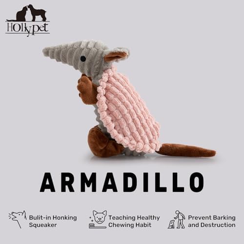 Hollypet Armadillo Squeaky Puppy Dog Toys for Small Medium Dogs, 8"
