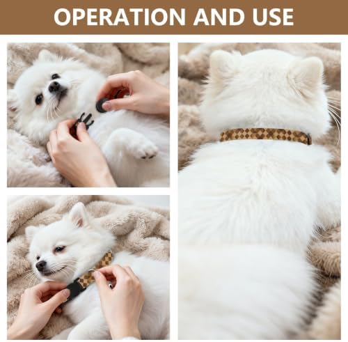 2 Pack Cat Collars Brown Tan Dots Cat Collars with Bell, Adjustable 10.6 to 17.1 Inches
