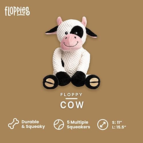 fabdog Floppies Plush Dog Toy - Cute & Durable Squeaky Dog Toys - Best Squeak Toy for Puppies and All Breeds | Ideal Pet Gift| Small Cow