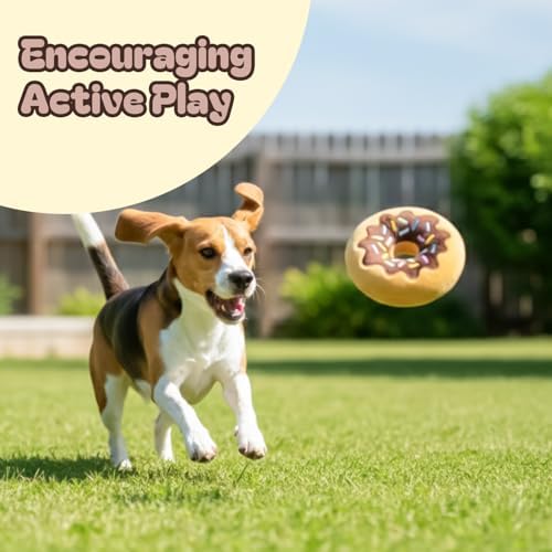 Brown Donut Squeaky Dog Toy – 6 Inch Soft Plush Toy with Built-in Squeaker, Cute Donut Design for Chew, Fetch & Interactive Play for Small to Medium Dogs