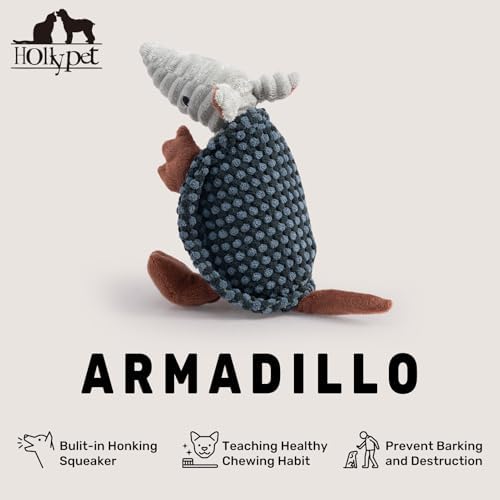 Hollypet Armadillo Squeaky Puppy Dog Toys for Small Medium Dogs, 8"