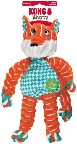 KONG Floppy Knots Rope and Plush Dog Toy, Fox, Medium/Large