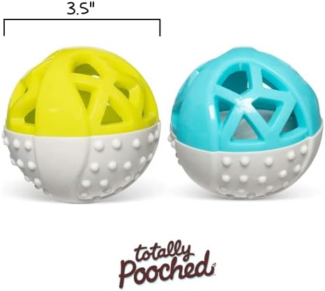 Messy Mutts Totally Pooched Catch n Squeak Ball, 3.5 Inch, Grey/Green