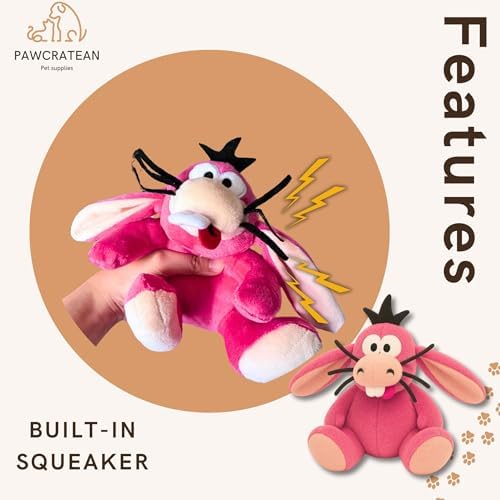 7" Squeaky Plush Toy for Puppies Small Dogs Self Etertainment Washable Soft Made [PET ONLY] (Pink Rabbit)