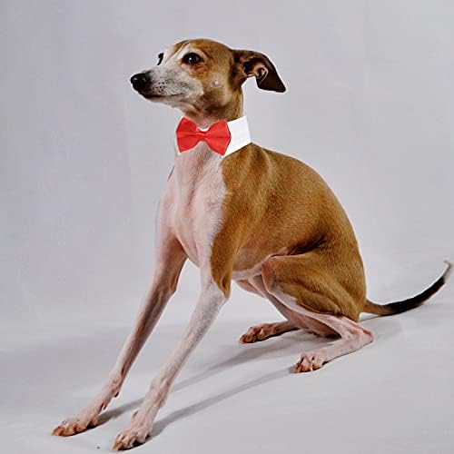 Dog Bowtie, KOOLMOX Dog Bow Tie Handcrafted Adjustable Formal Pet Red Bowtie Collar Neck Bow for Dogs Medium to Large Boy Tuxedo Collar Pet Wedding Birthday Gift