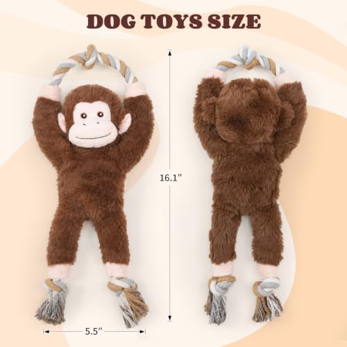 Interactive Tug of War Plush with Squeaker Durable Dog Rope Chew Toys