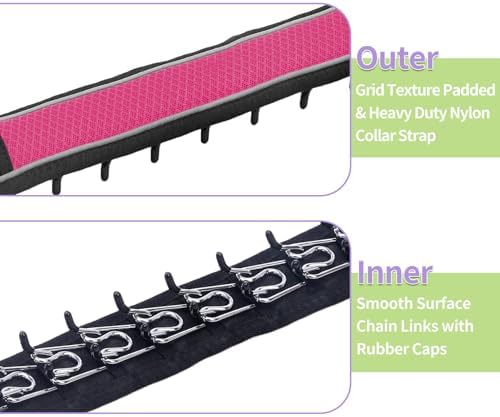 Martingale No Pull Dog Collar for Large Medium Dogs Training Walking, Heavy Duty Nylon Reflective Adjustable Anti Pull Slip Collar with Buckle L Hot Pink