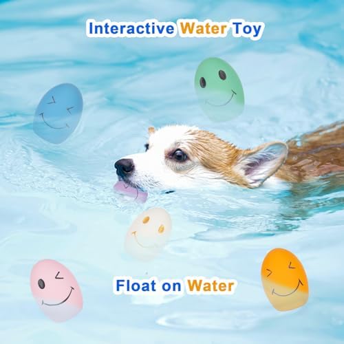 Dog Squeaky Toy, Latex Bouncy Egg Balls Squeaker for Small Dogs, Puppy Durable Rubber Squeak Balls for Teddy Interactive Fetch Play (6 PCS)…
