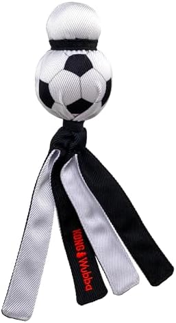 KONG Wubba Sport Dog Toy – Reinforced Tug & Toss Toy with Squeaker and Floppy Tails for Fetch & Interactive Play (Soccer, Large)