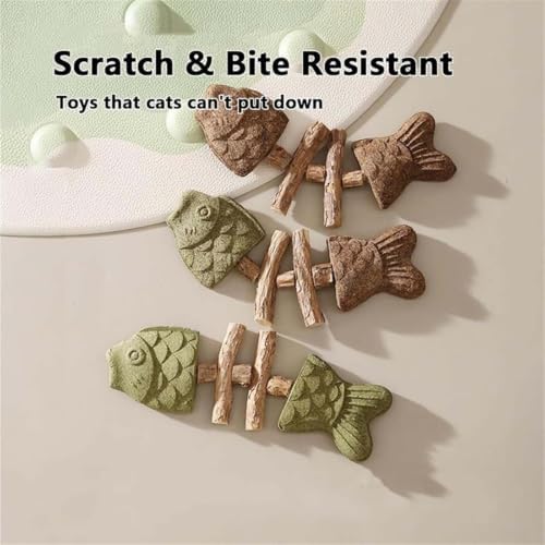 2026 New Creative Fish Bone Cat Dental Chew Toy, Natural Fishbone Catnip & Silvervine Chew Toy, Interactive Kitten Chew Playthings for Cats Teeth Cleaning (Mixed Flavors, 3Pcs)