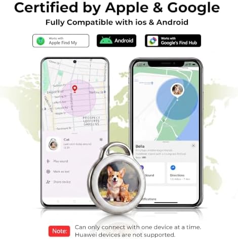 GPS Tracker for Dogs & Cats Smart Collar Real-Time Tracking No Monthly Fee | Dual System Compatible, IP68 Waterproof, 10+ Months Steady Operation, 360° Reflective Ultra-Light Collar For All Size Pets