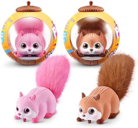 Pets Alive Scurry'n Squirrel (Pink+Brown) 2 Pack by ZURU – Interactive Robotic Pet Toy, Moving Squirrel with Realistic Movements and Sounds, Ages 2+, Child Toddler