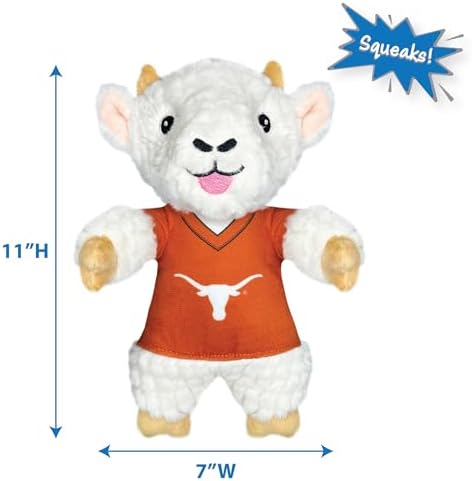 Pets First NCAA Texas Longhorns Goat Plush Toy for Dogs and Cats with Squeaker, Wearing a Team Jersey! Fun & Sporty Goat Shaped Dog Chew Toy, Interactive Pet Toy