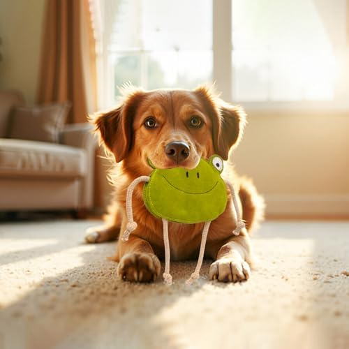 Fuzzl Eco Leather Lily Frog Natural and Tough Dog Toys - Dog Toy for Dogs and Puppy