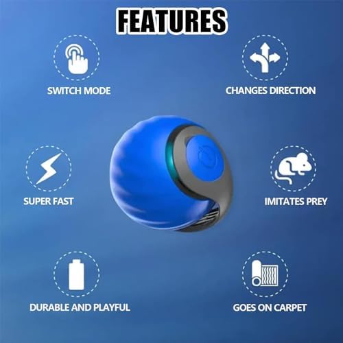 Speedy 2.0 Tail Interactive Cat Toys for Indoor Cats, Automatic Cat Toy with Tail, Electric Rolling Ball on Carpet,Cat Toys for Bored Indoor Adult Cats (Blue)