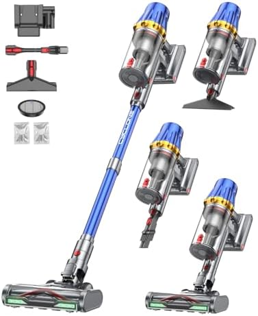 H9 Cordless Vacuum Cleaner, 700W 58kPa 90 Mins Runtime Stick Vacuum, Self-Standing Wireless Vac with 6 Green LEDs, Anti-Tangle Brush for Home, Pet Hair, Carpets & Hard Floor