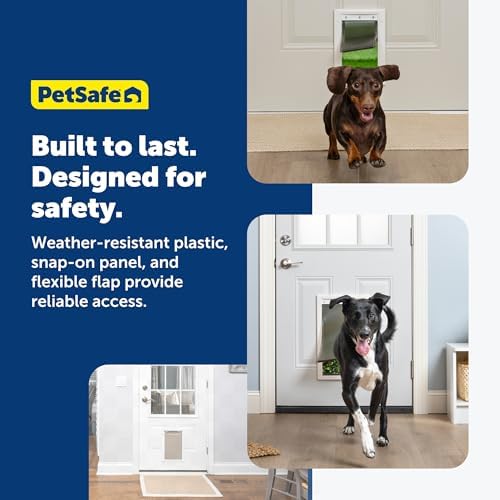 PetSafe Dog & Cat Plastic Door, Paintable, Up to 100 lb, Large | Interior & Exterior Install, Snap-on Closing Panel, Security Cover Included, DIY Installation