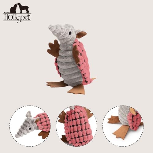 Hollypet Armadillo Squeaky Puppy Dog Toys for Small Medium Dogs, 6"