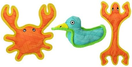 Tuffy® - DuraForce® 3 Pack Crab, Duck and Lizard Plush Dog Toys