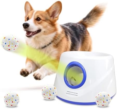 Automatic Ball Launcher, Hands‑free Dog Ball Thrower, Adjustable Distance Dog Fetch Machine (19-45FT), Suitable for Small and Medium-Sized Dogs. Indoor/Outdoor Dual-use launchers for Dog Parents.