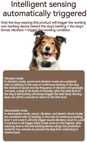 Dog Bark Control Collar，Smart Anti-Barking Collar, Anti-Barking Training Collar, Level 6 Strength Selection, Barking Collar for Large, Medium and Small Dogs (Medium-Sized dog28～50 pounds)
