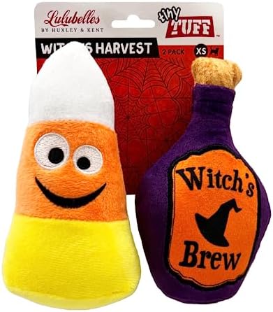 Huxley & Kent Tiny Tuff Plush Dog Toy, Witch's Harvest (2 Pack)