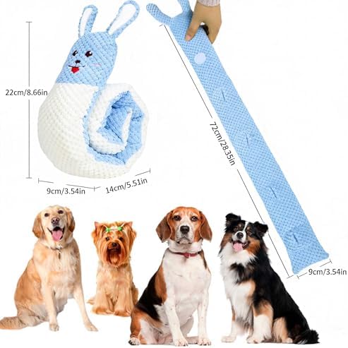 Plush Dog Toys, Long Foldable Squeaky Chew Pet Toys (White Rabbit)