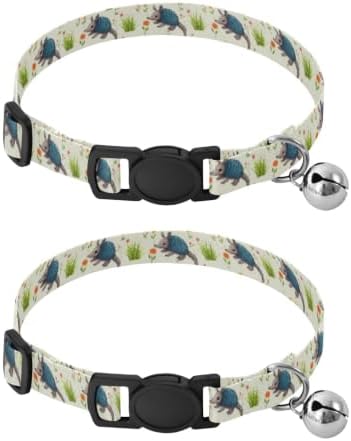 Cute Armadillos Lightweight Pet Collar for Cats and Dogs, 2 Pack Collar with Bell for Dog Puppy