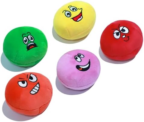 Squeaky Dog Toys, Interactive Soft Plush Puppy Toy Balls for Small Medium Breed, Cute Stuffed Pet Teething Ball Pack to Keep Dogs Busy