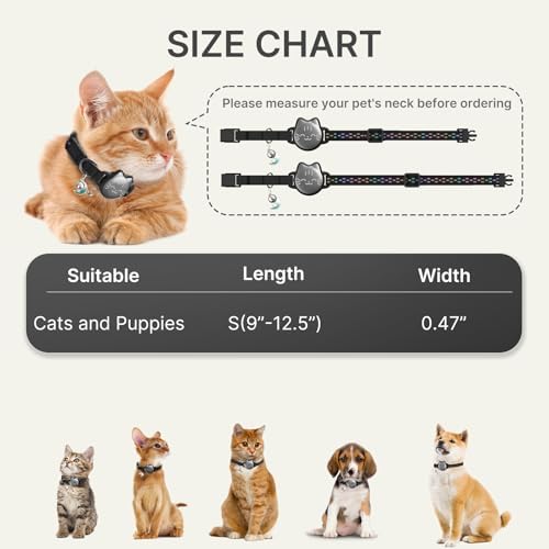 AirTag Cat Collar, Reflective Breakaway Collar, Hidden Holder with Bell | Compatible with Apple AirTag 1st & 2nd Gen, Lightweight Water-Resistant Strap for Cats, AirTag Not Included