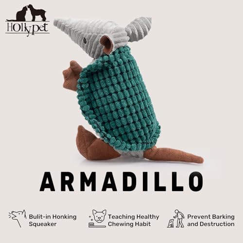 Hollypet Armadillo Squeaky Dog Toys for Medium Large Dogs, 10"