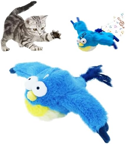 Yewmow Interactive Chirping Cat Toy,Flapping Wings Sound Toy