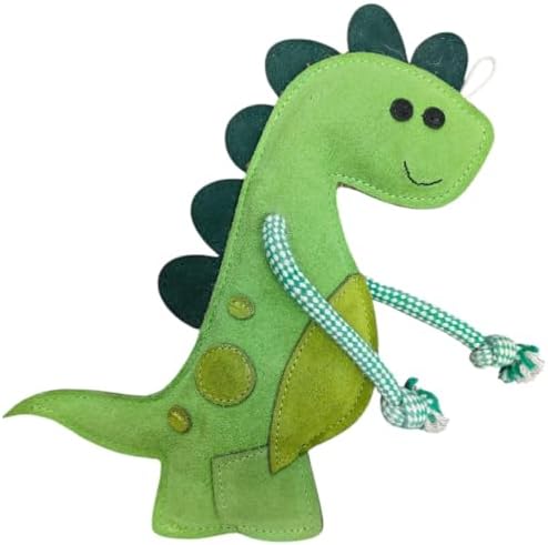 Fuzzl Eco Leather Digby Dino Toy Natural and Tough Dinosaur Dog Toys - Long Lasting Chew Toys for Aggressive Chewers Strong Dog Toy for Dogs and Puppy