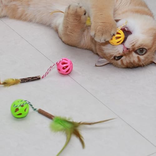 3-in-1 Cat Toy Balls, Colorful Lattice, 6 Pcs