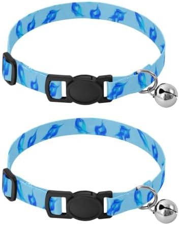 Blue Flame Flowing Small Dog Collar 2 Pack Collar for Kitten Adjustable 10.6 to 17.1 Inches