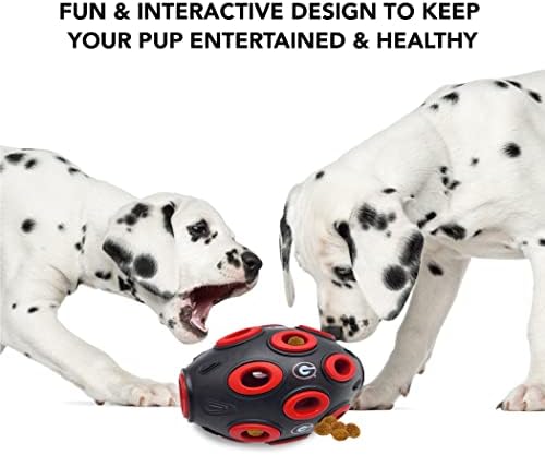 Pets First NCAA Georgia Bulldogs Football Treat Dispensing Toy for Dogs and Cats, Rubber Ball Dog Feeding Toy